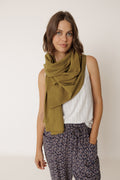Foulard Texturé En Coton - Kaki