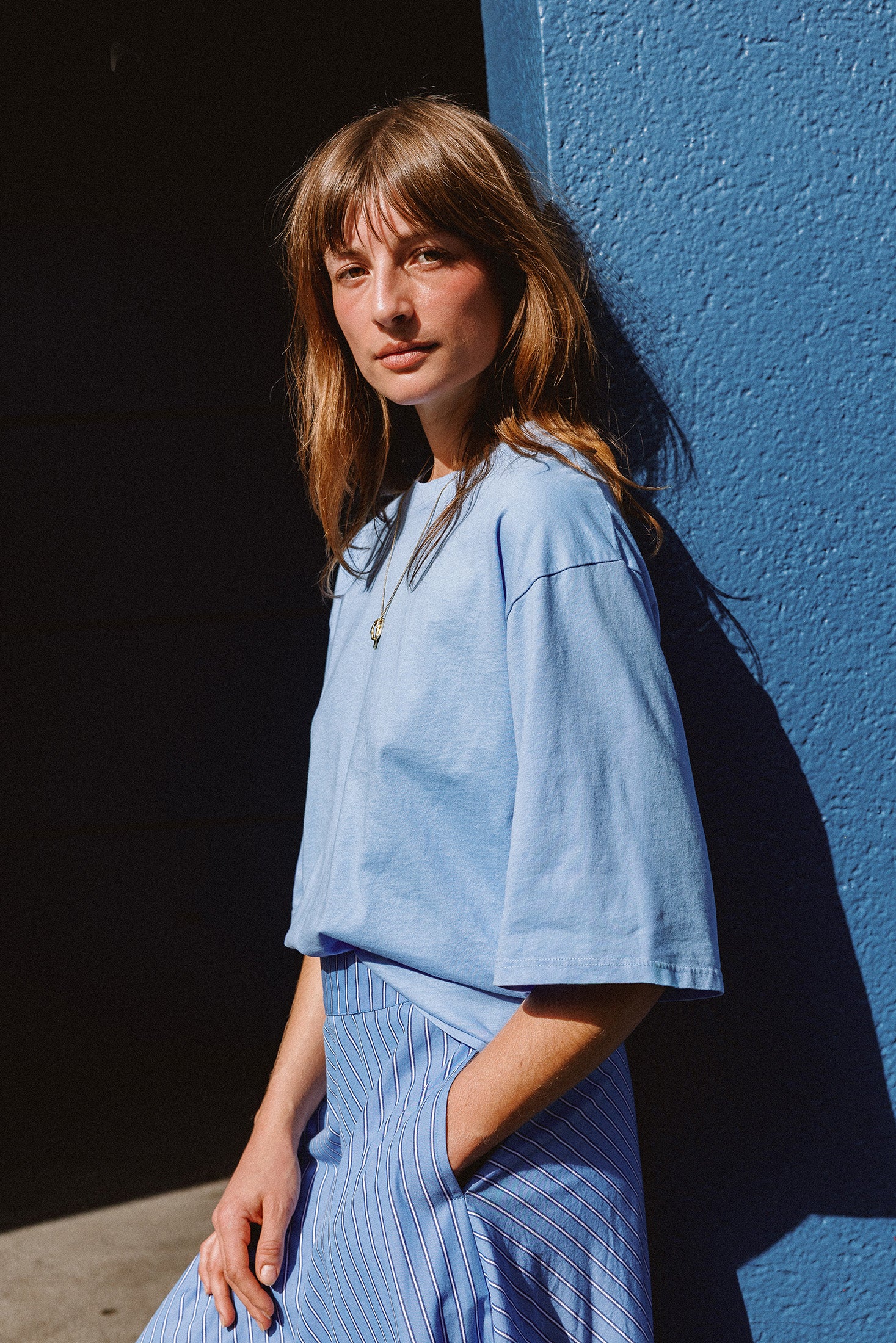T-Shirt En Coton Biologique - Bleu