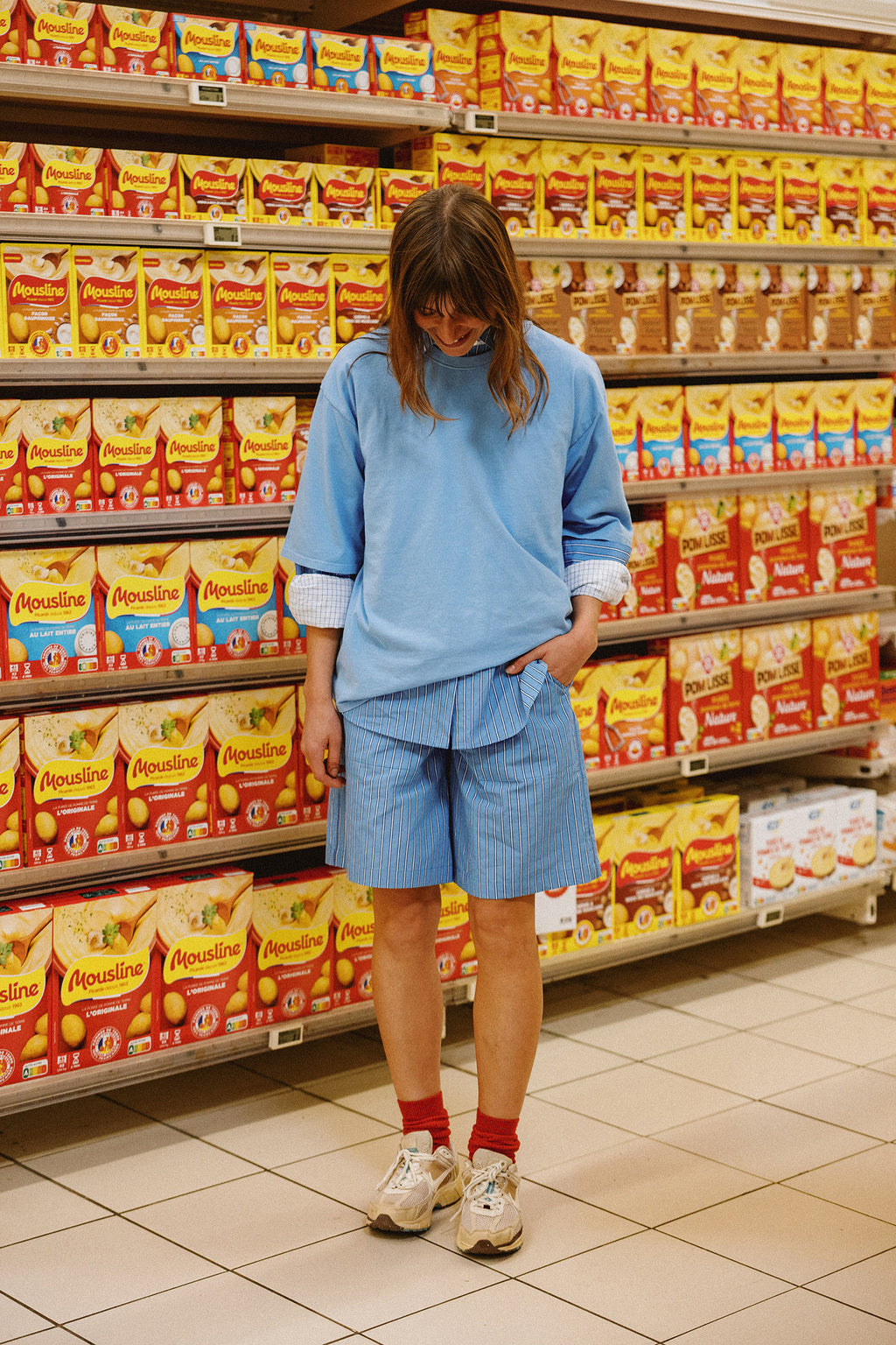 T-Shirt Oversize En Coton Biologique - Bleu