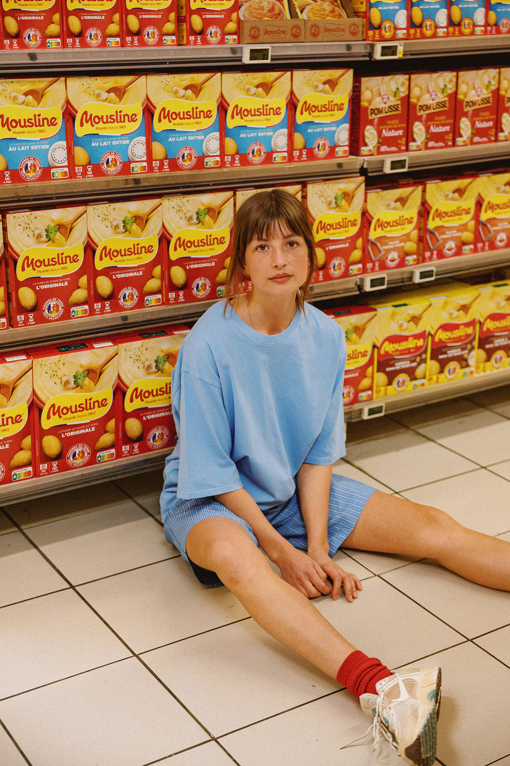 T-Shirt Oversize En Coton Biologique - Bleu