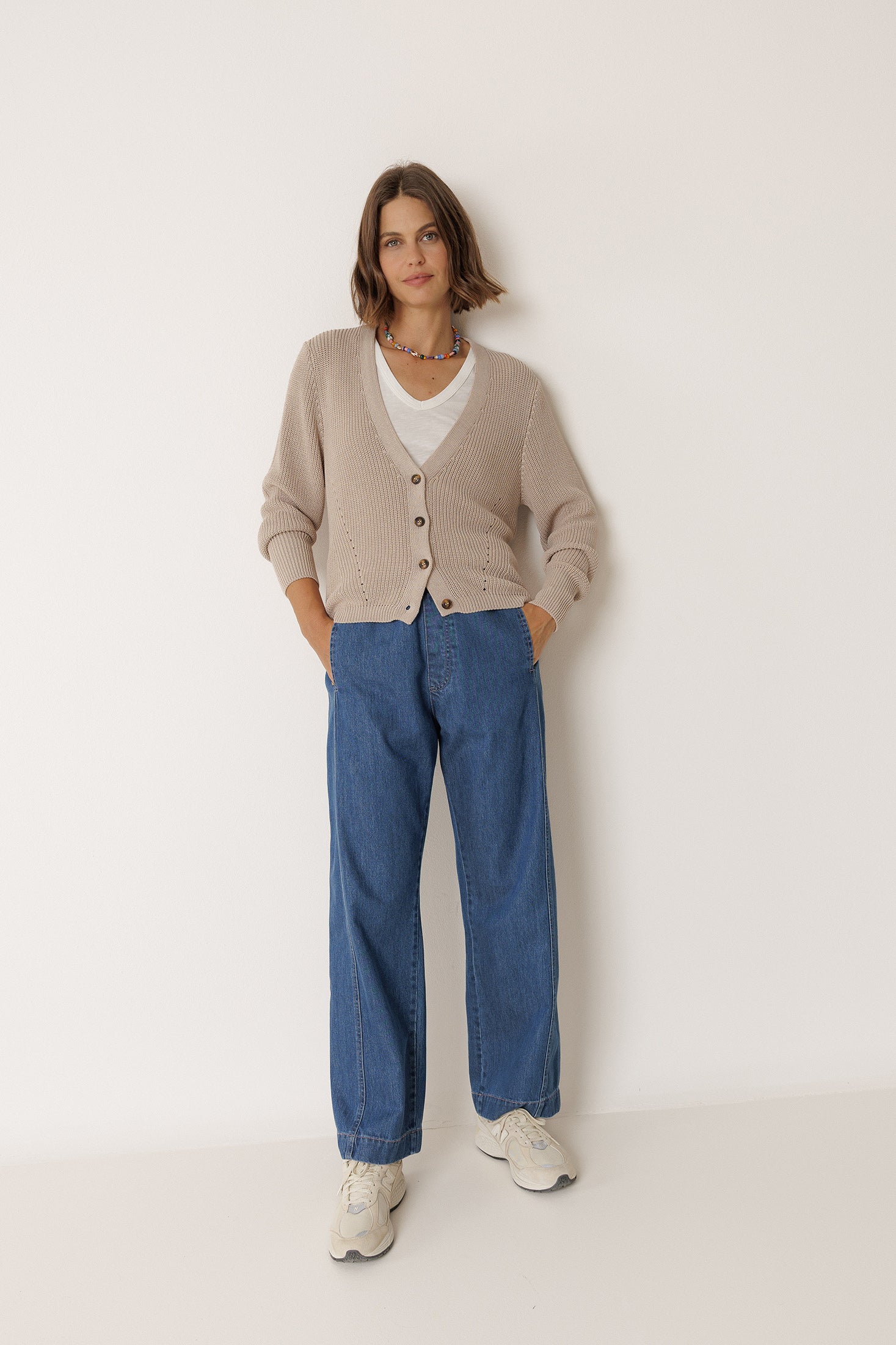 Veste En Demi-Côte Anglaise - Beige