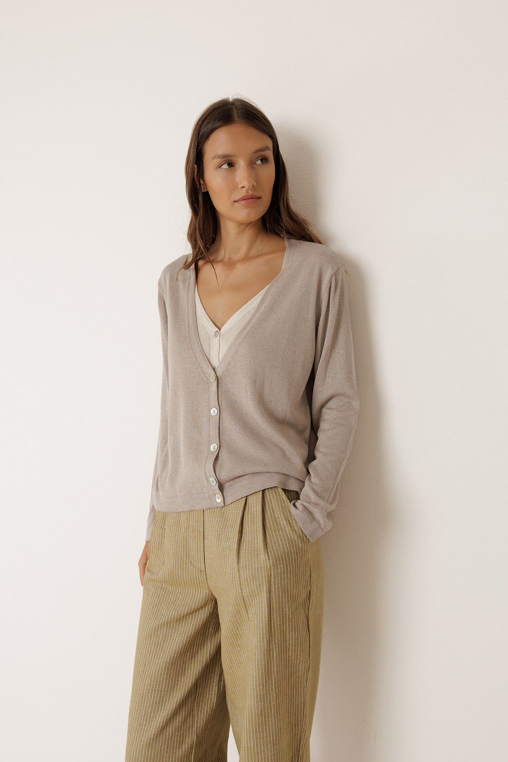 Veste En Maille Double - Beige