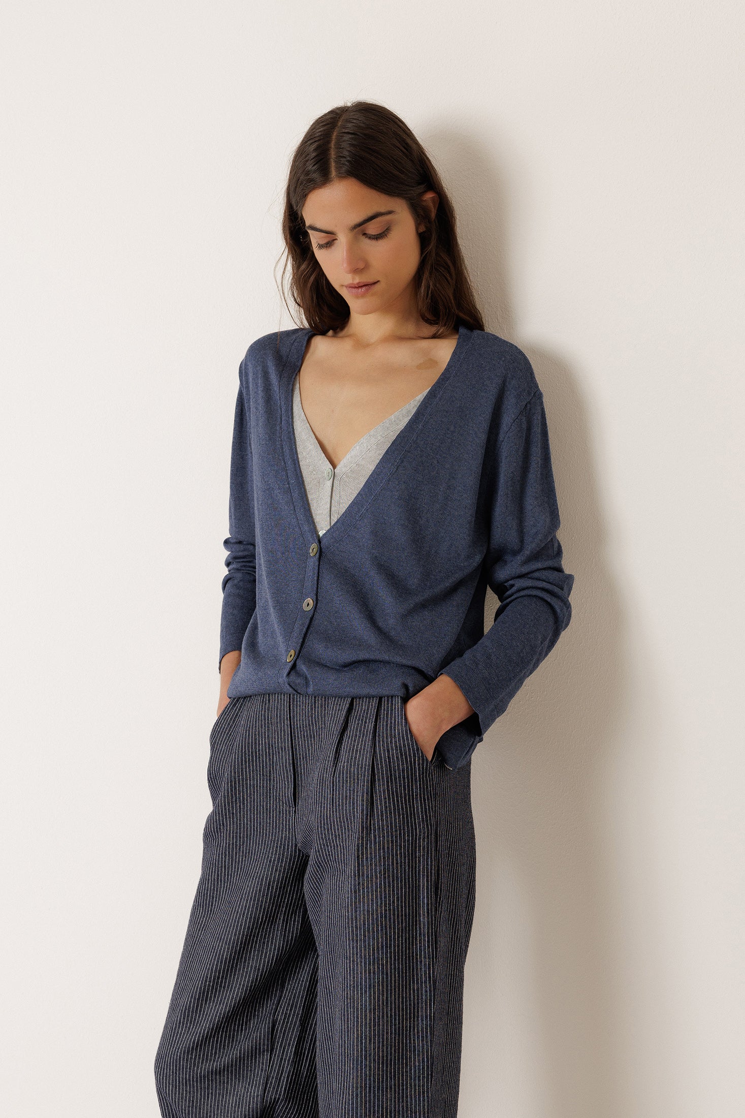 Veste En Maille Double - Indigo
