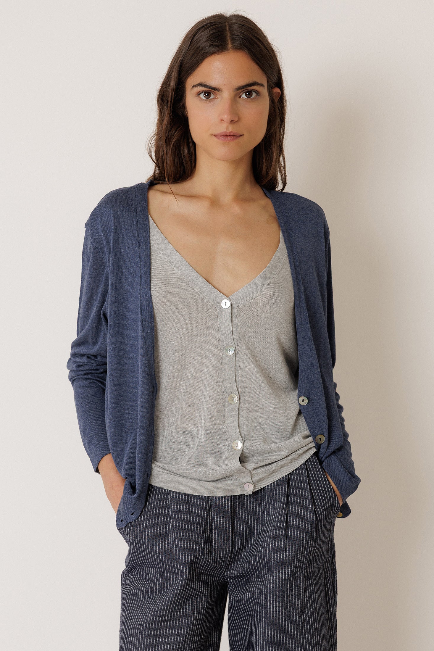 Veste En Maille Double - Indigo