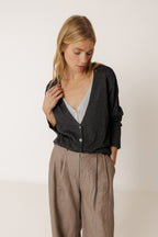 Veste En Maille Double - Charbon
