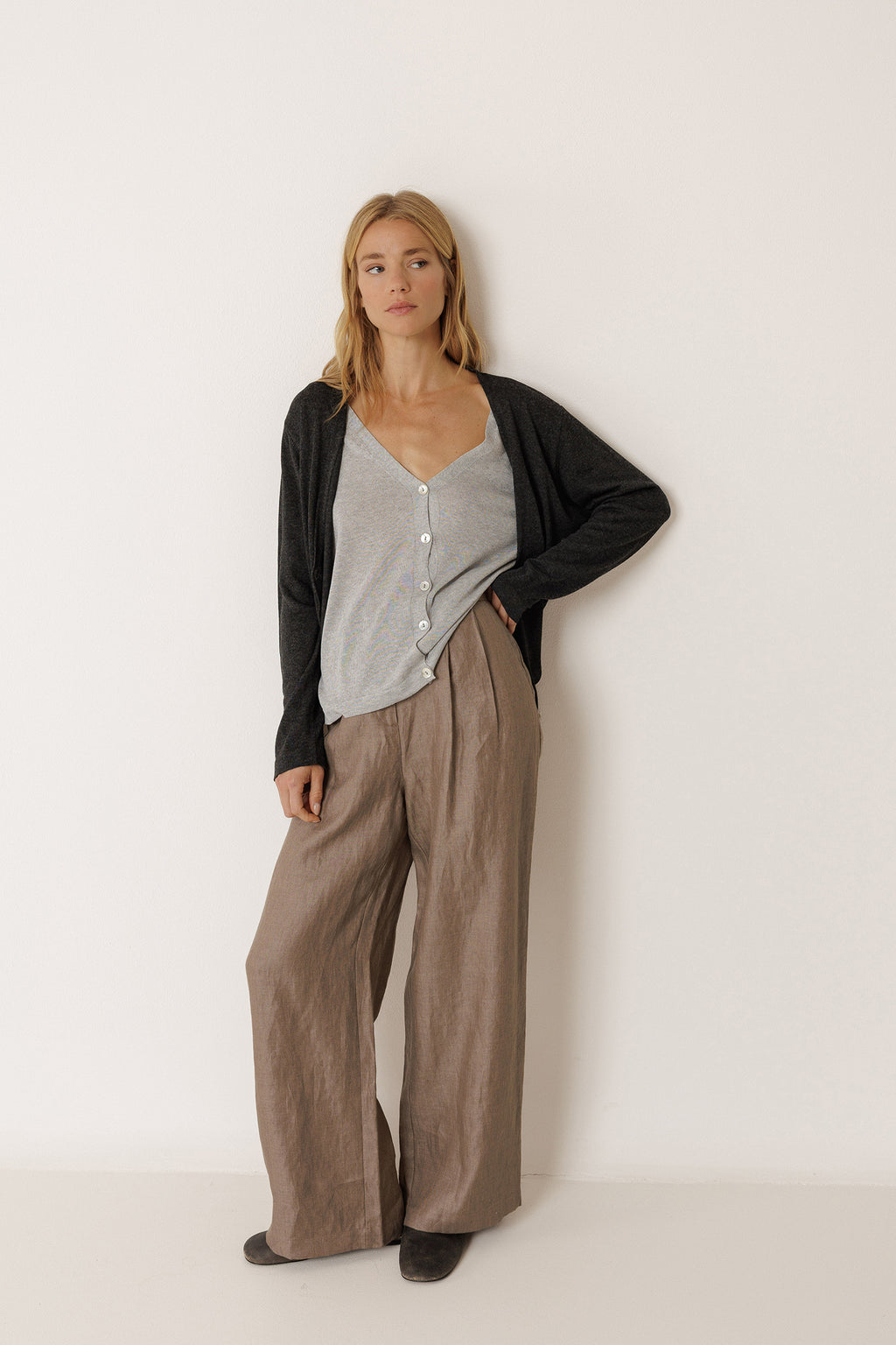 Veste En Maille Double - Charbon