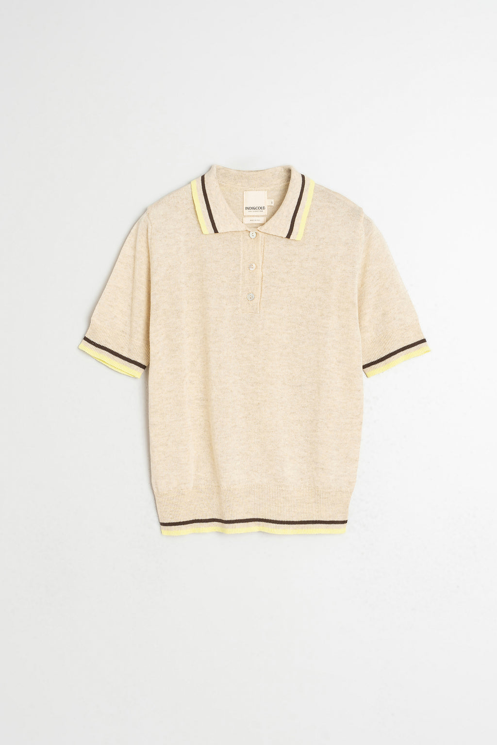 Polo En Maille À Rayures Contrastées - Beige