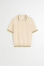 Polo En Maille À Rayures Contrastées - Beige