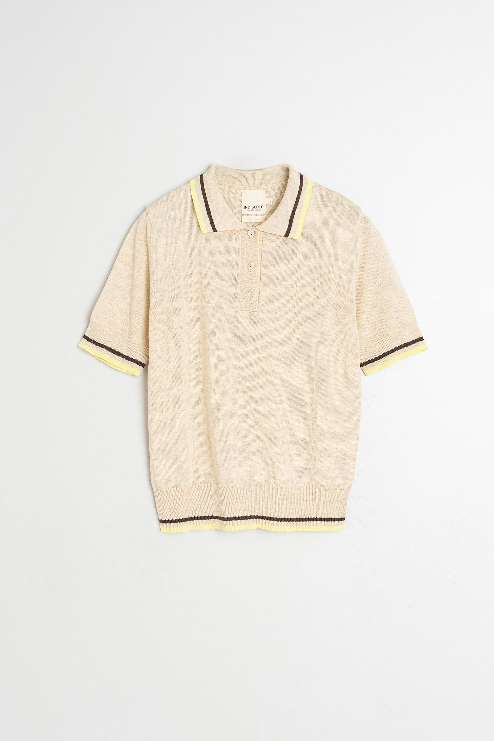 Polo En Maille À Rayures Contrastées - Beige