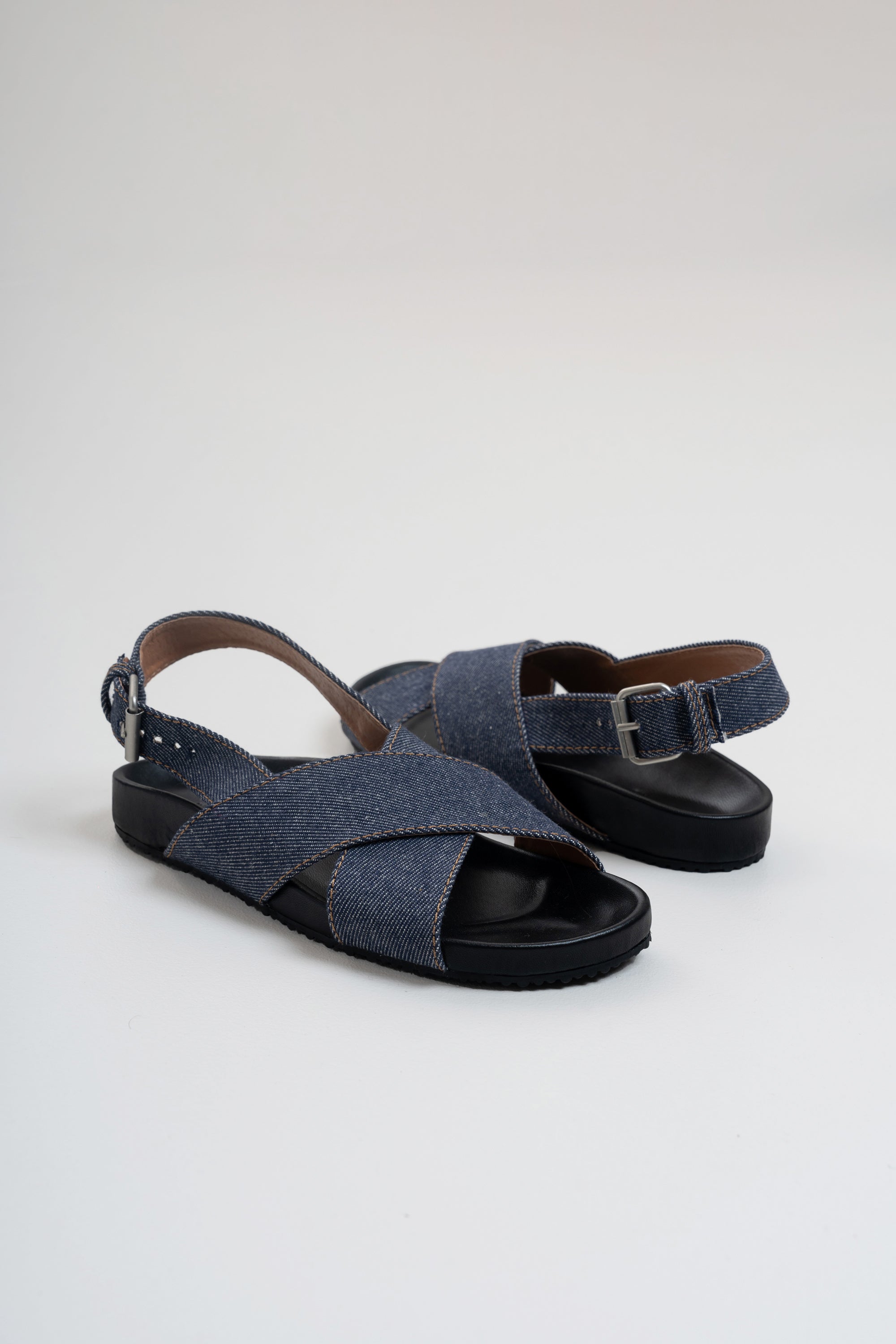 Sandales Croisées En Jean - Denim