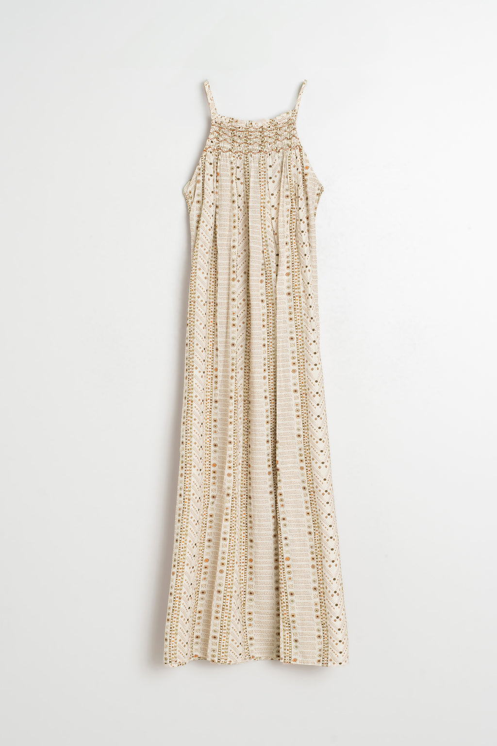 Robe Dos-Nu À Imprimé Tampon - Écru