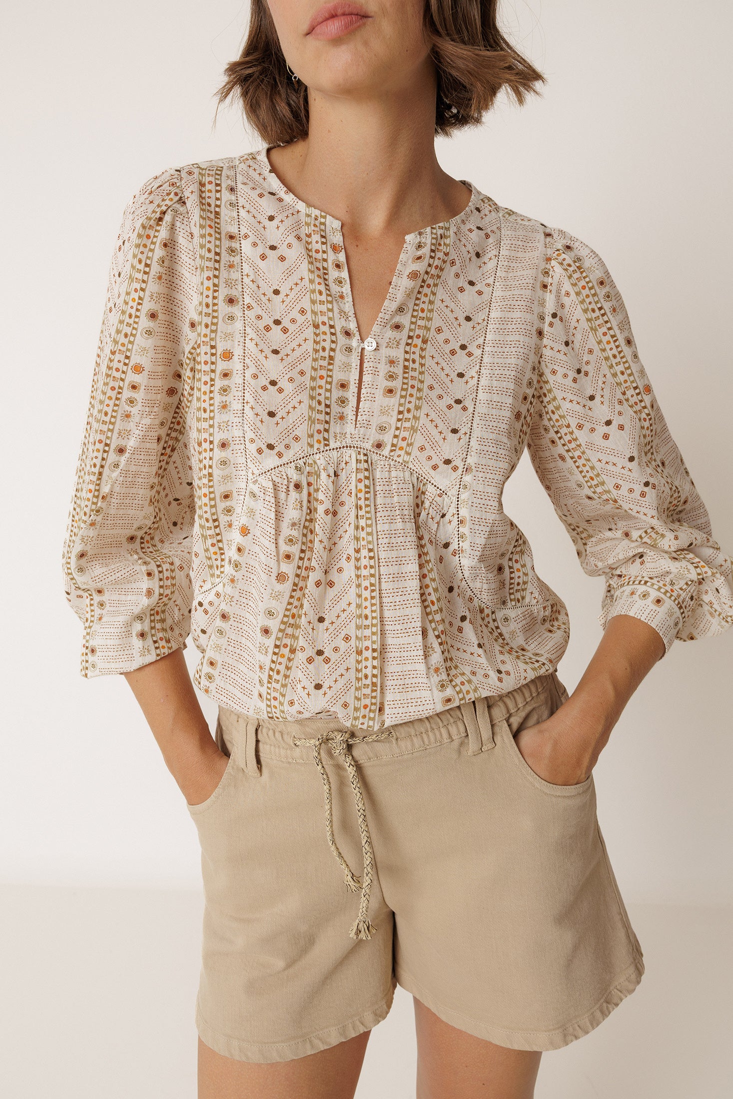 Blouse À Détails Ajourés - Écru