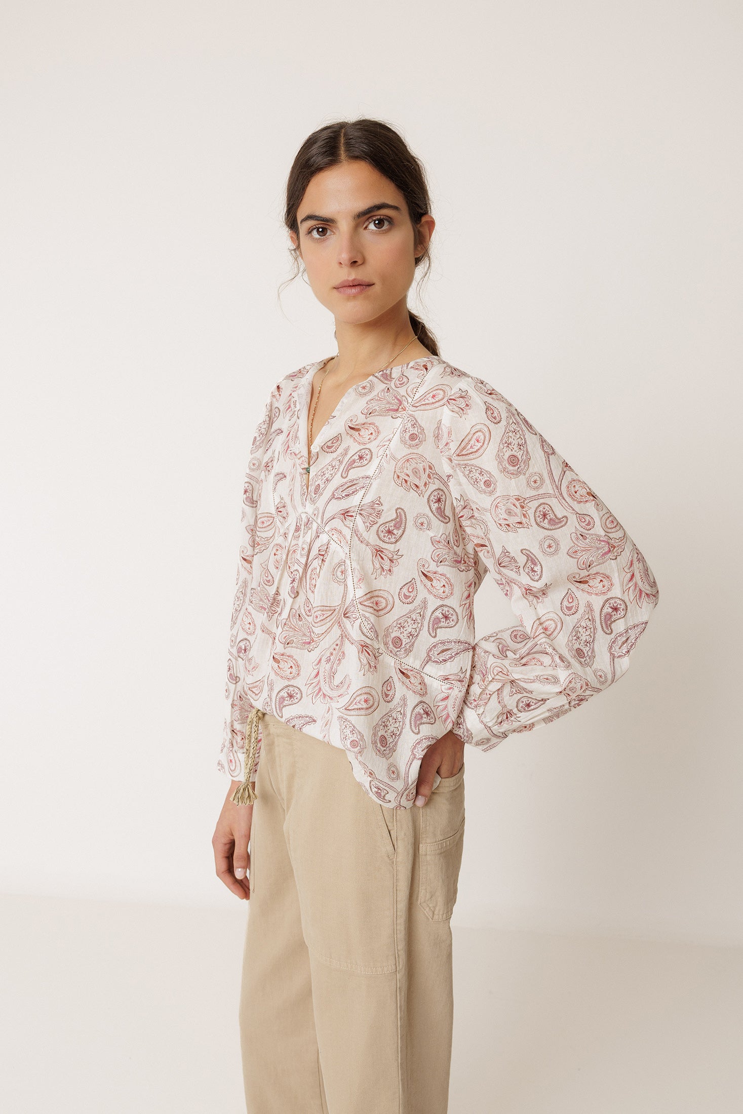 Blouse À Détails Ajourés - Litchi