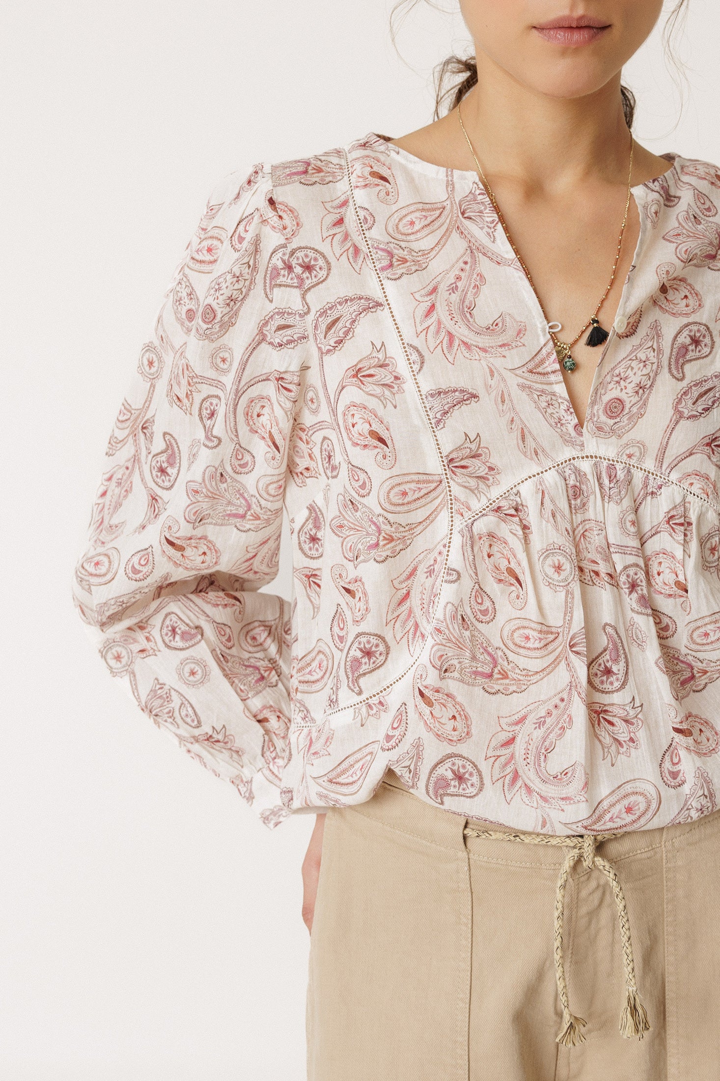 Blouse À Détails Ajourés - Litchi