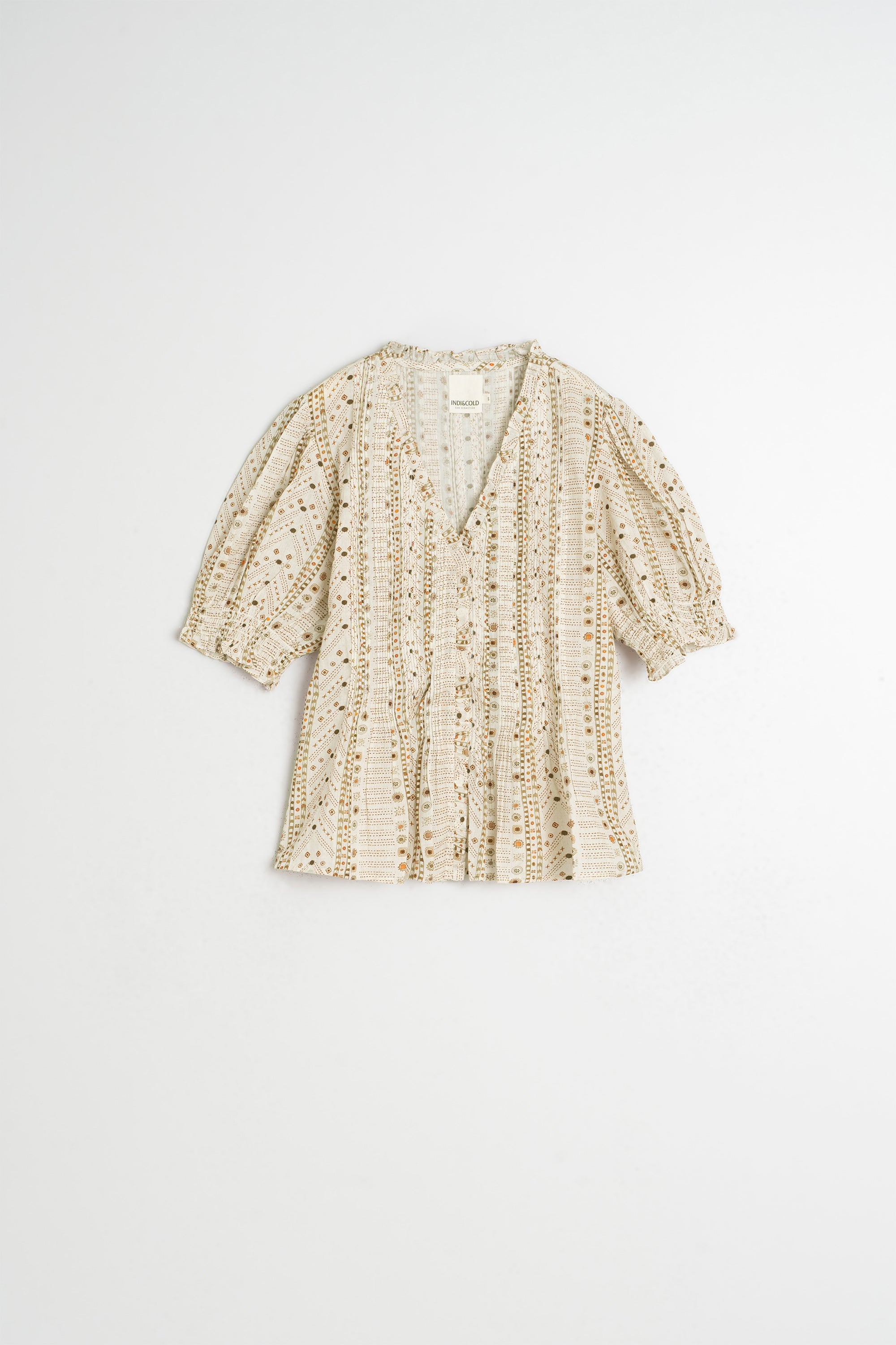 Chemise À Micro-Volants - Écru