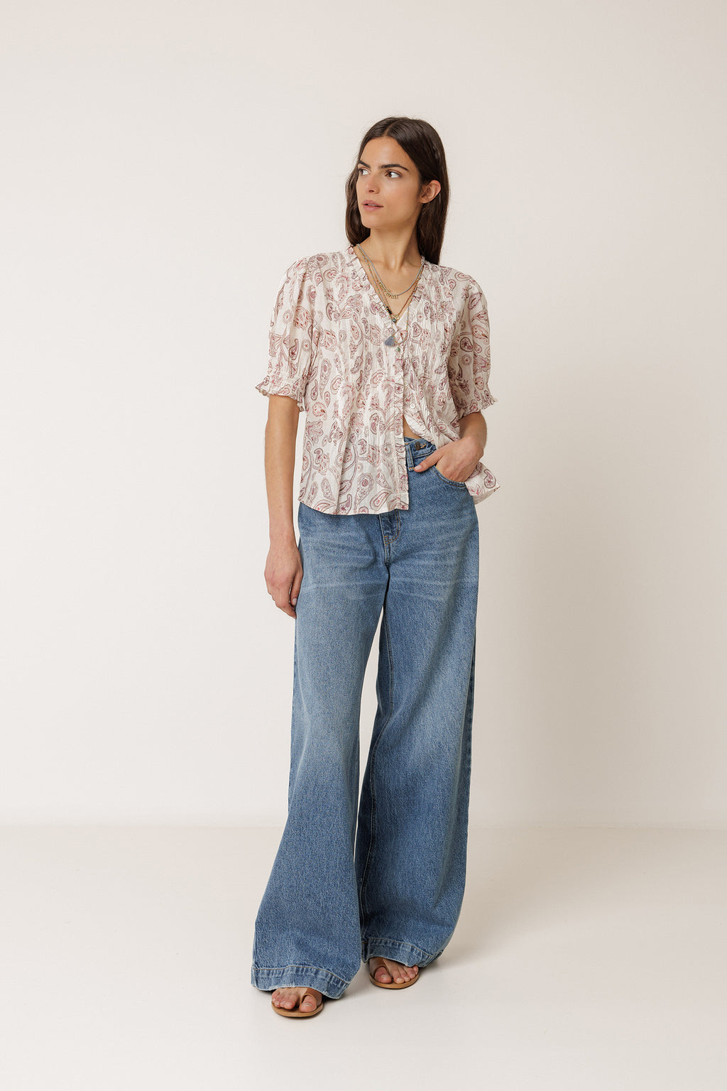 Chemise À Micro-Volants - Litchi