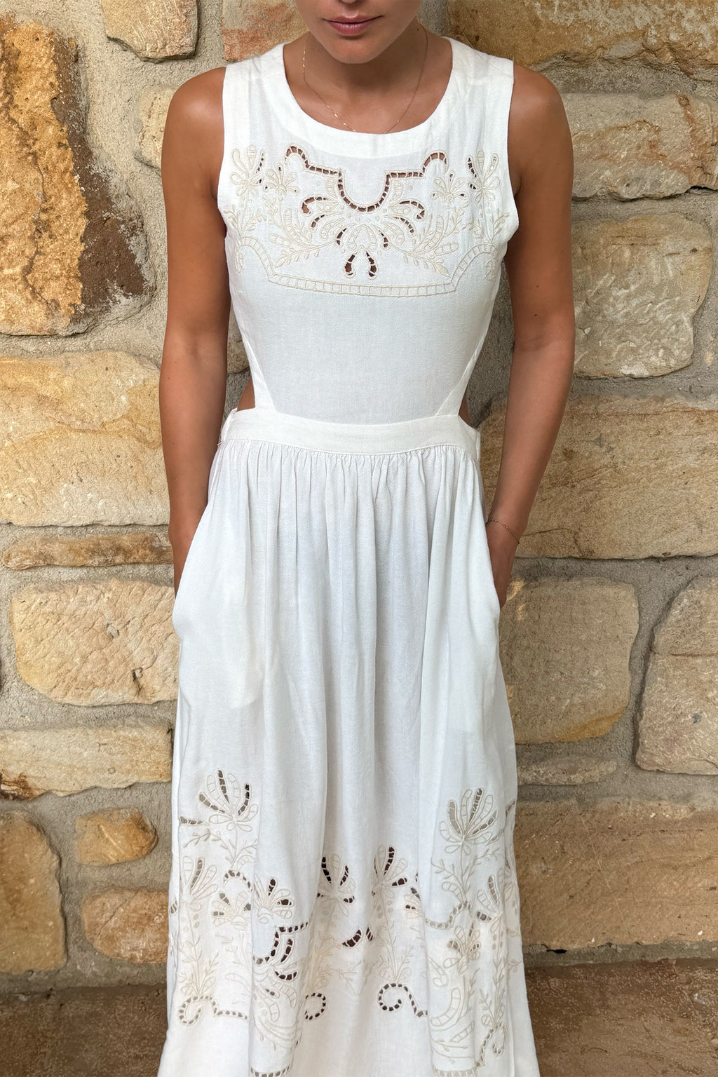Robe À Détails Brodés - Écru