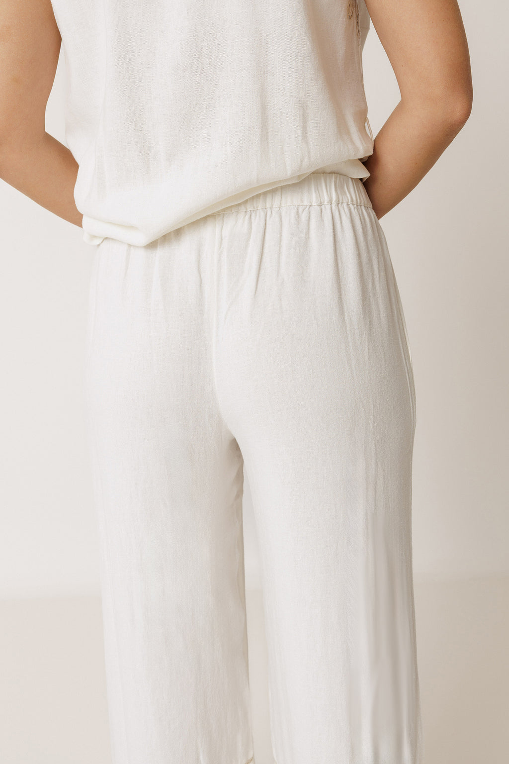 Pantalon À Ourlet Brodé - Écru