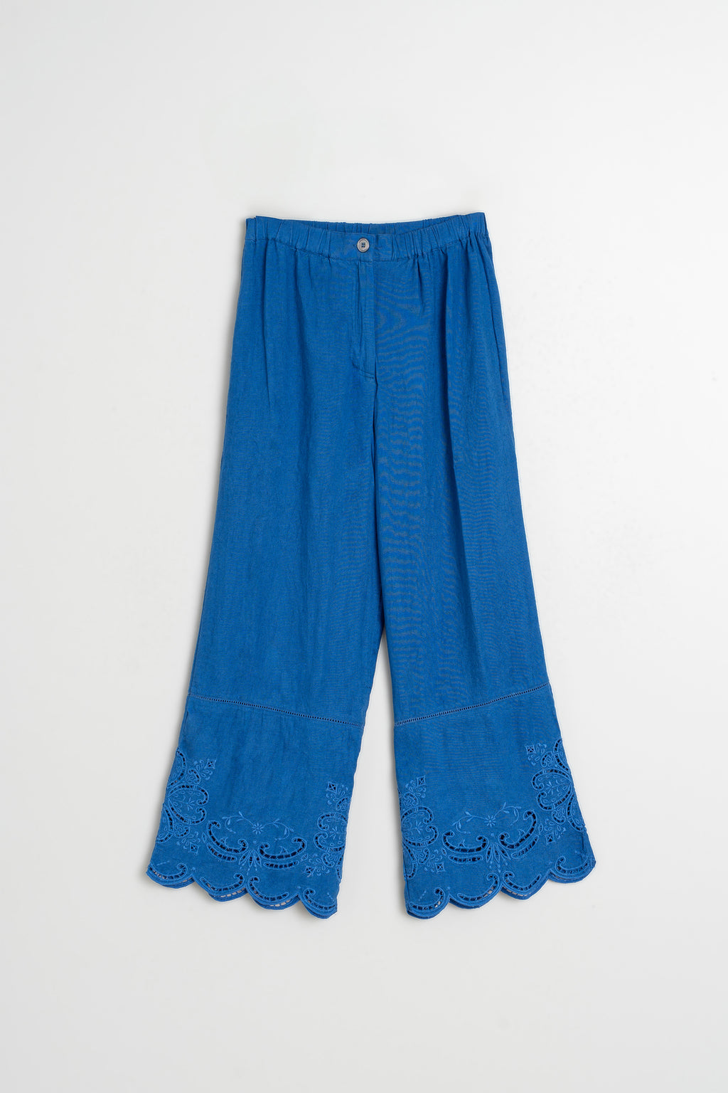 Pantalon À Ourlet Brodé - Bleu Britannique