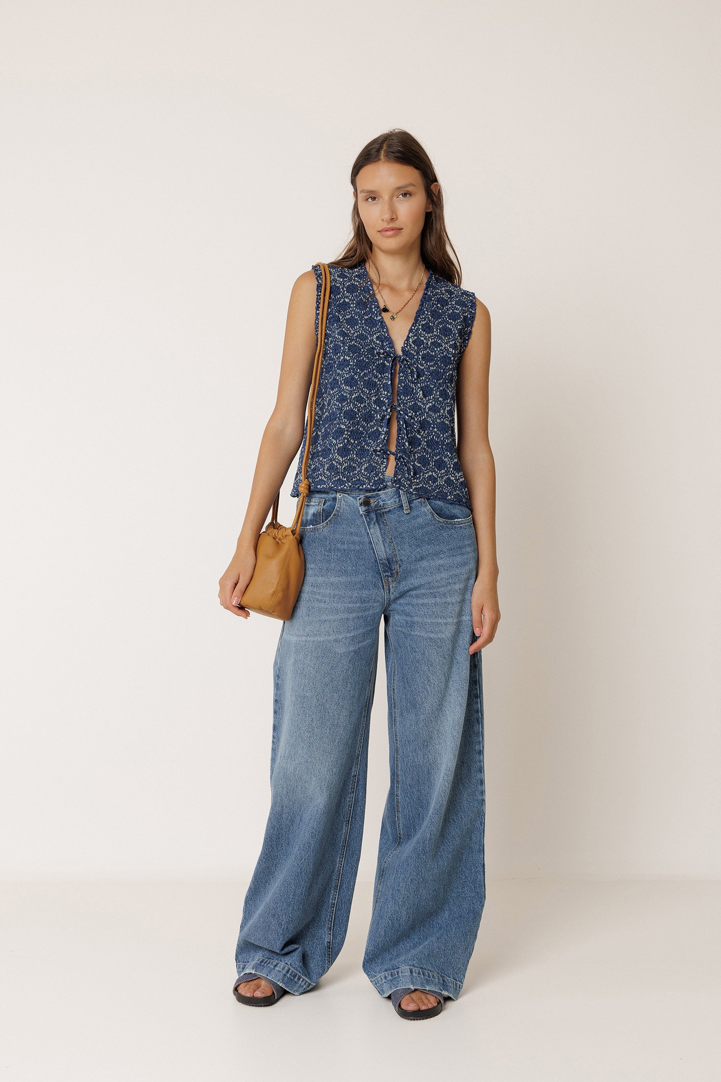 Gilet Élastiqué À Nouer - Indigo