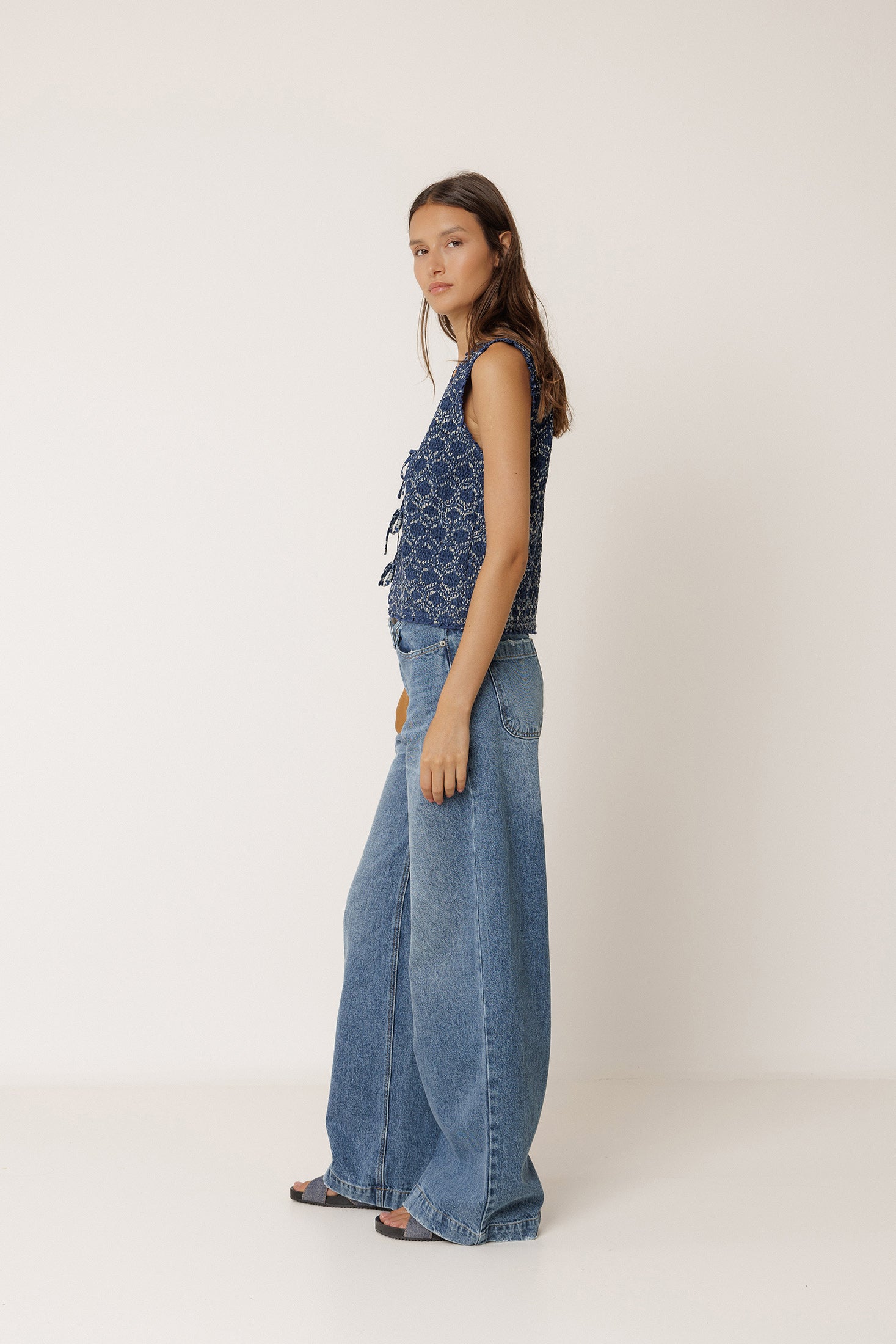 Gilet Élastiqué À Nouer - Indigo