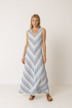 Robe Longue Rayée - Bleu