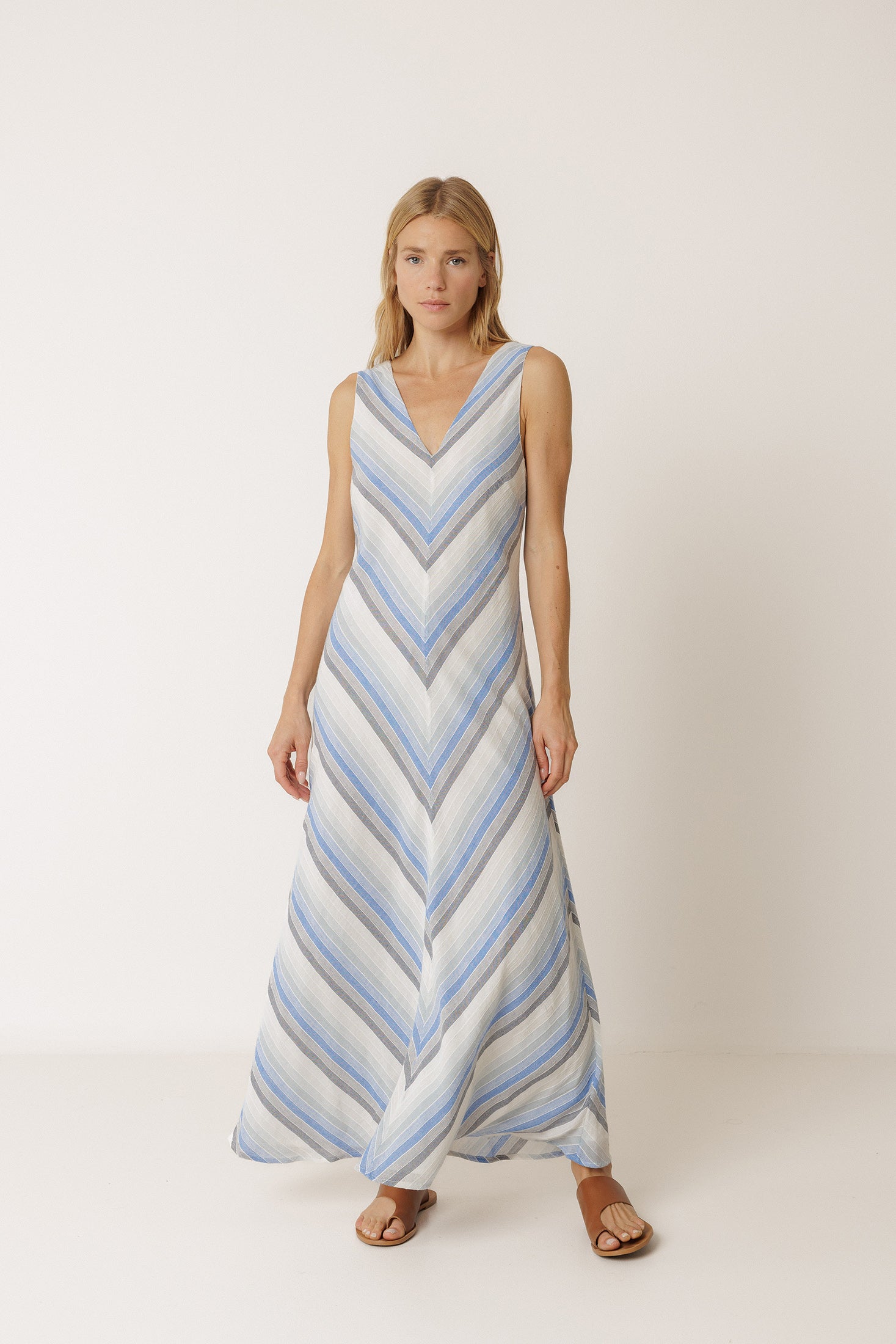 Robe Longue Rayée - Bleu