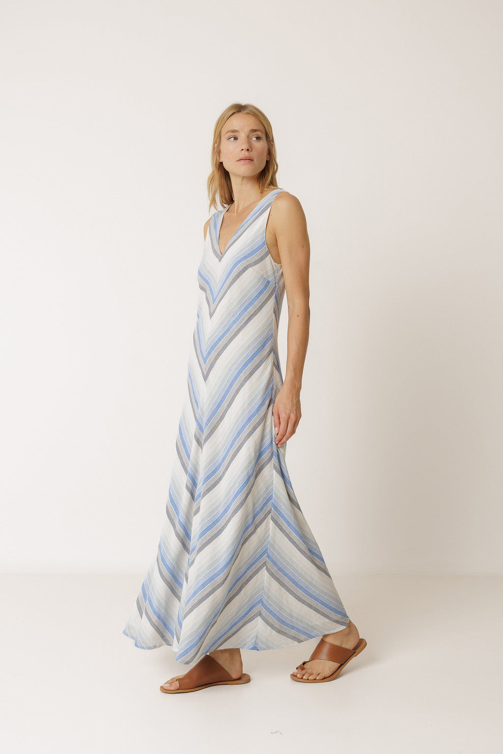Robe Longue Rayée - Bleu