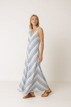 Robe Longue Rayée - Bleu