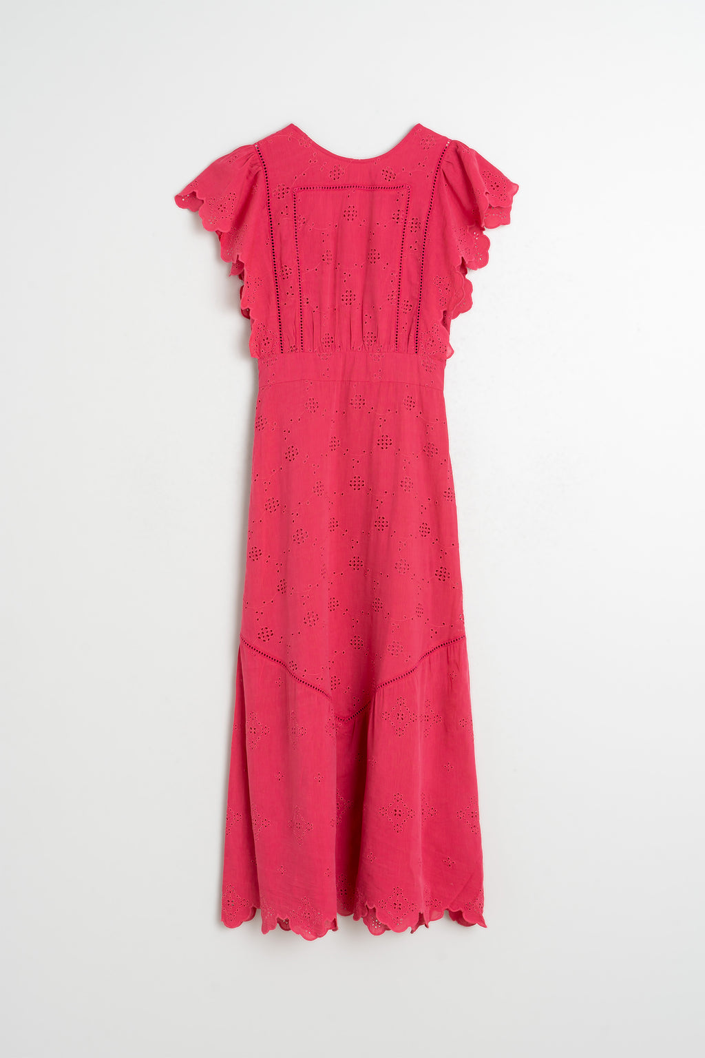 Robe Longue À Broderie Schiffli - Fraise