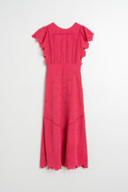 Robe Longue À Broderie Schiffli - Fraise