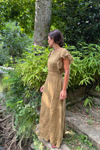 Robe Longue À Broderie Schiffli - Kaki