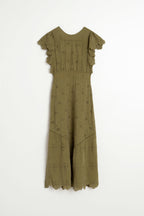 Robe Longue À Broderie Schiffli - Kaki
