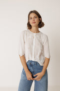 Chemise Coupe Carrée À Broderie Schiffli - Blanc