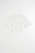 Chemise Coupe Carrée À Broderie Schiffli - Blanc