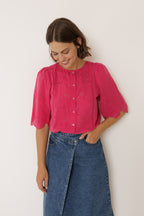 Chemise Coupe Carrée À Broderie Schiffli - Fraise
