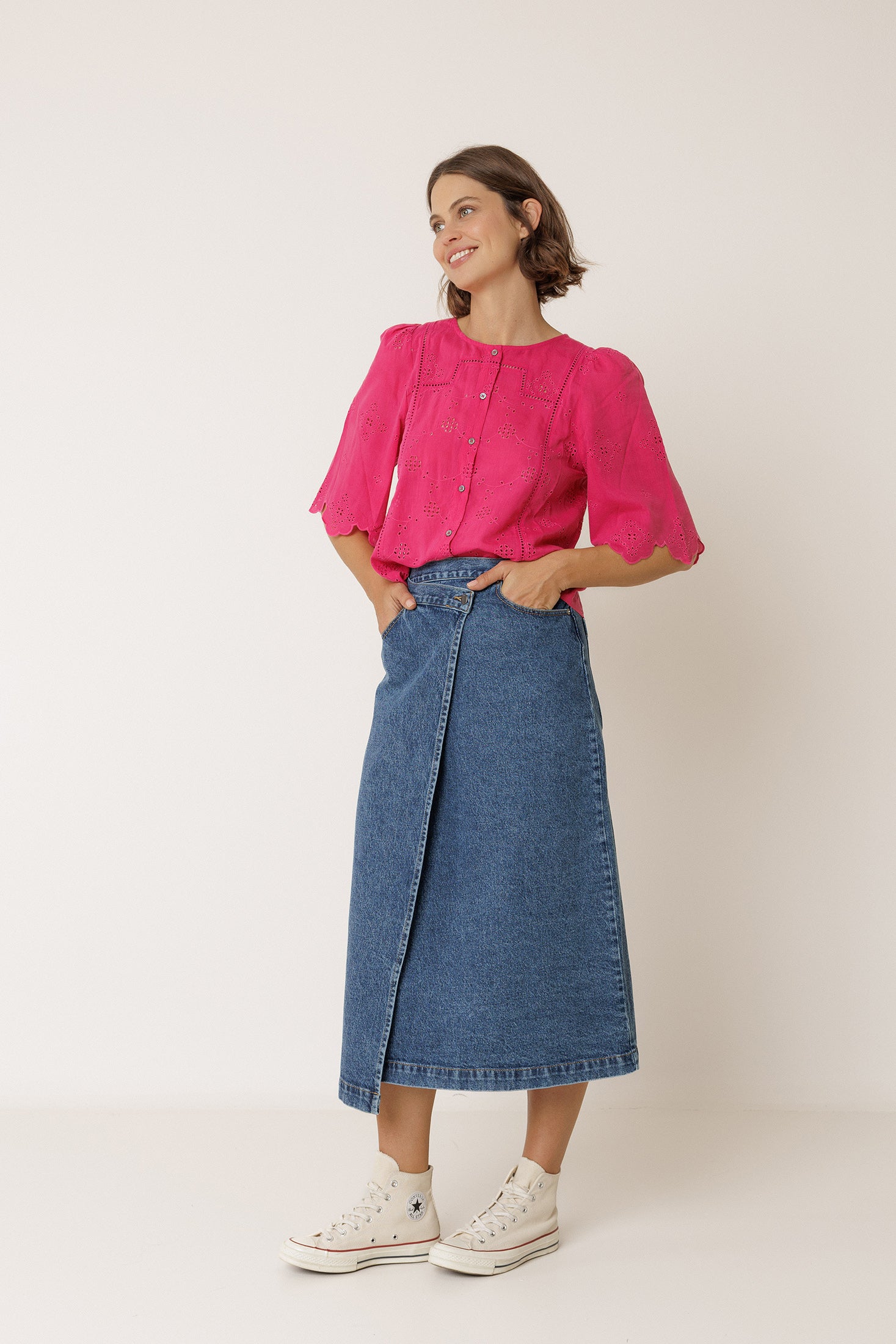 Chemise Coupe Carrée À Broderie Schiffli - Fraise