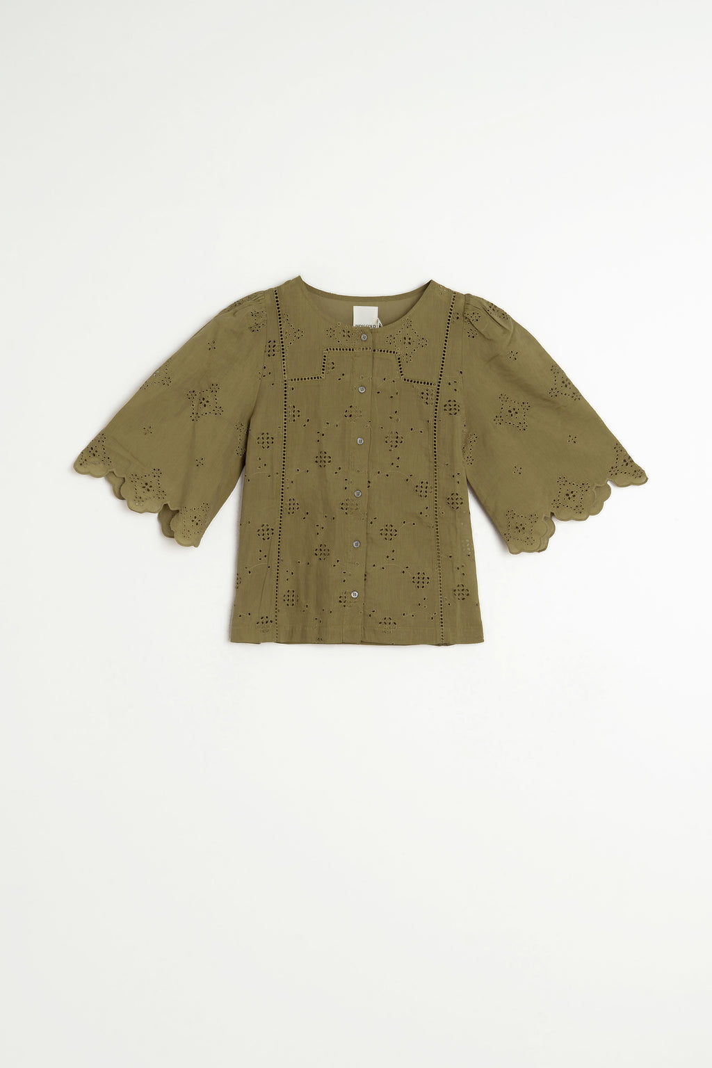 Chemise Coupe Carrée À Broderie Schiffli - Kaki