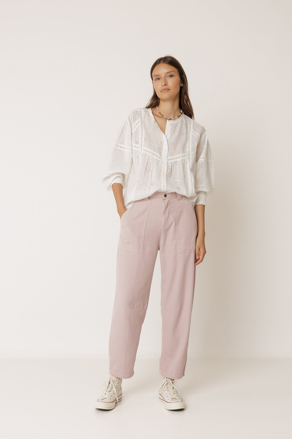 Chemise À Broderie Schiffli - Blanc