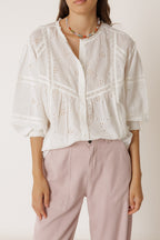 Chemise À Broderie Schiffli - Blanc