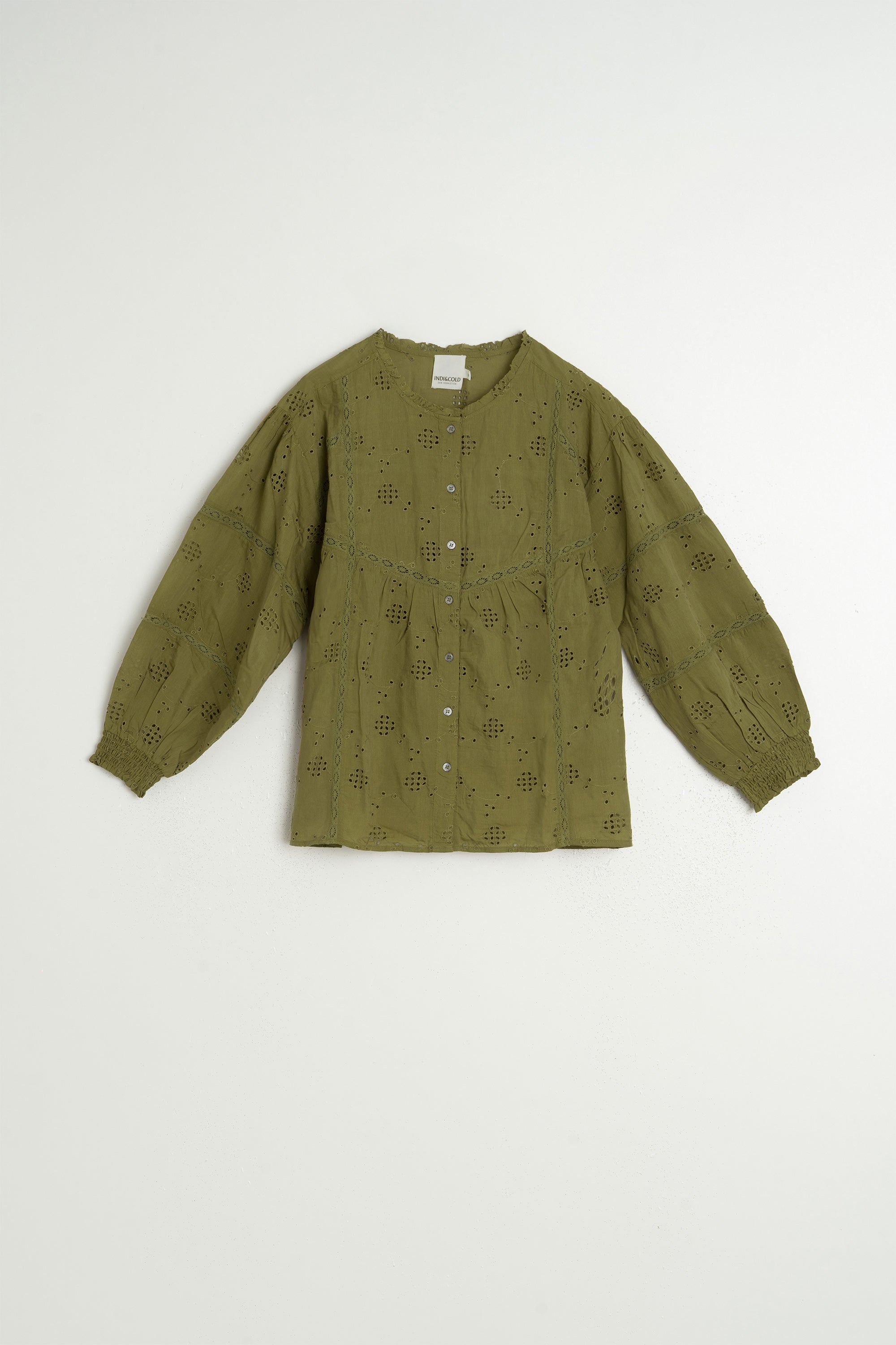 Chemise À Broderie Schiffli - Kaki