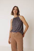 Haut À Bretelles En Viscose - Bleu Marine