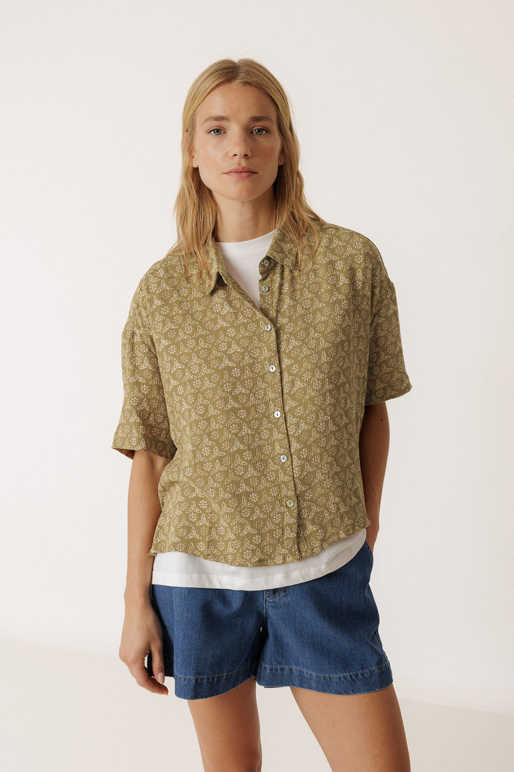 Chemise Oversize À Imprimé Au Bloc - Kaki
