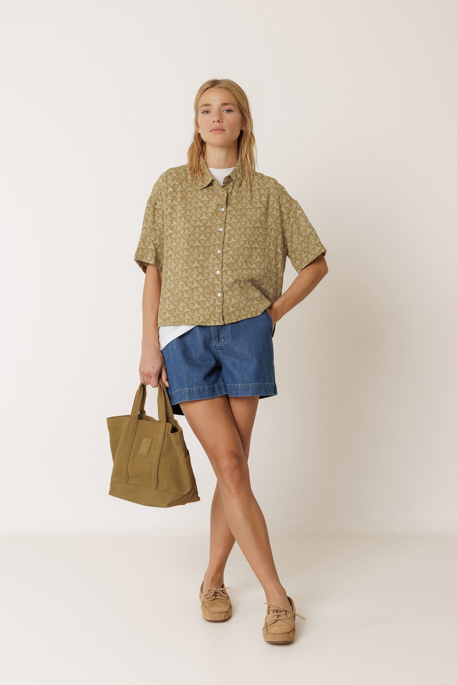 Chemise Oversize À Imprimé Au Bloc - Kaki