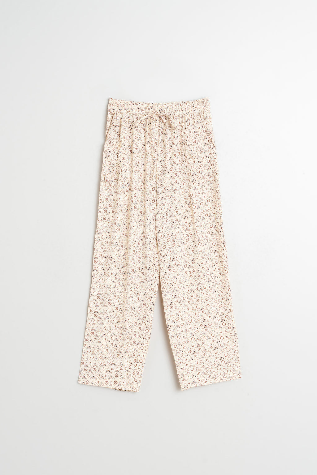 Pantalon Fluide À Imprimé Au Bloc - Écru