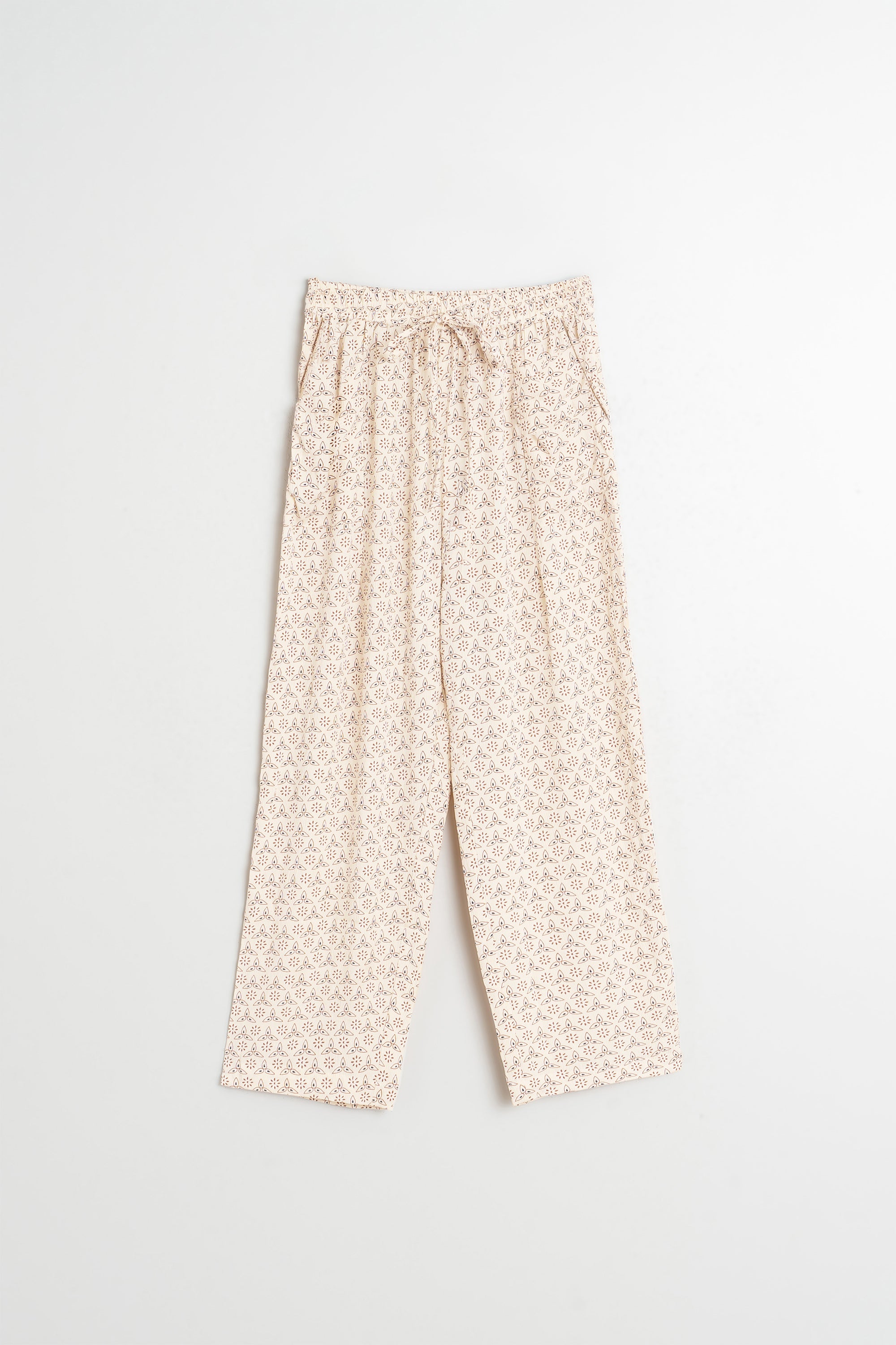 Pantalon Fluide À Imprimé Au Bloc - Écru