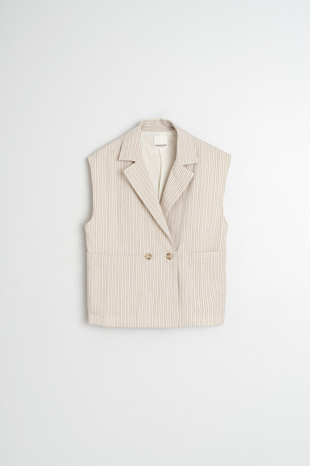 Gilet À Fines Rayures - Écru
