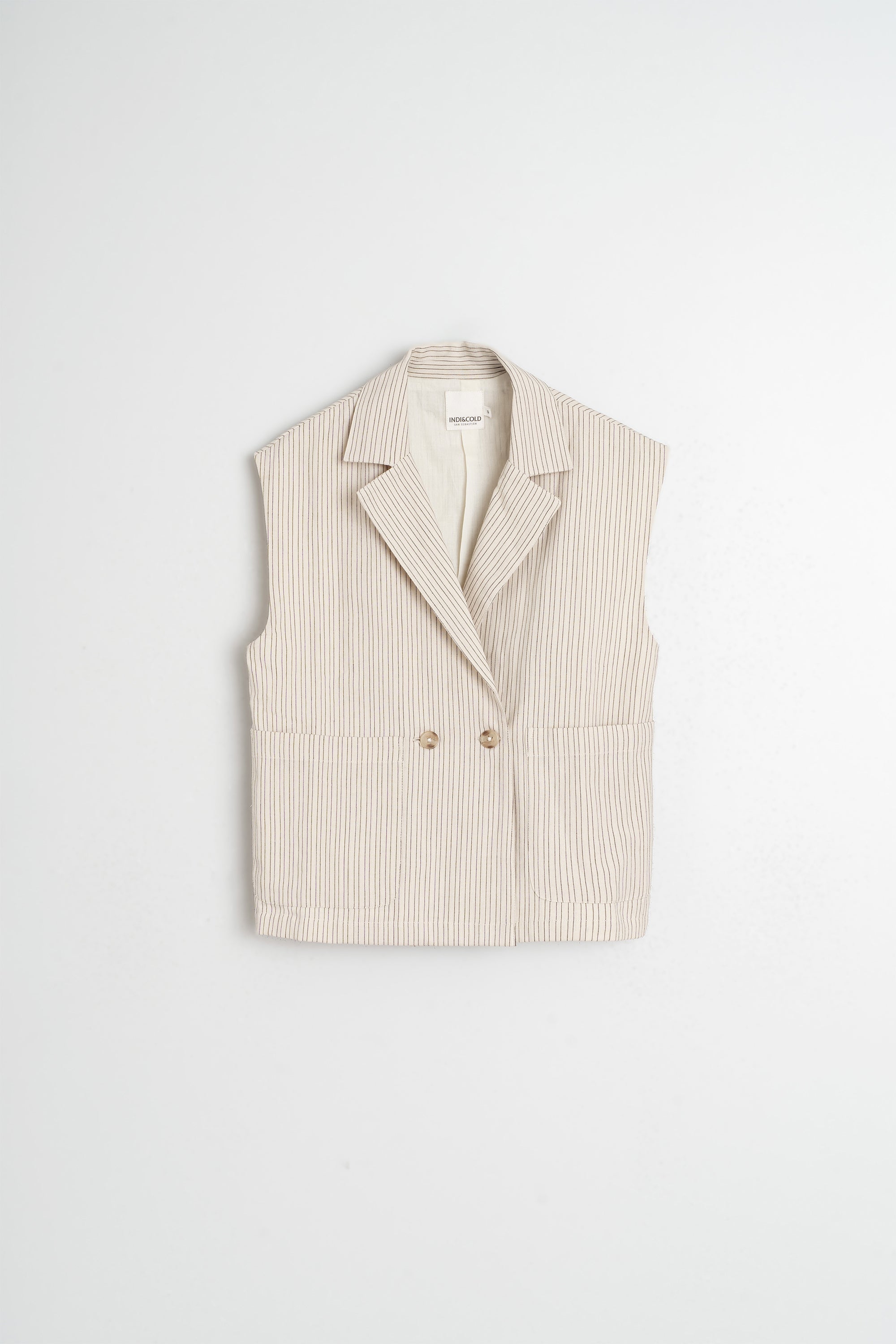 Gilet À Fines Rayures - Écru