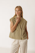 Gilet À Fines Rayures - Kaki
