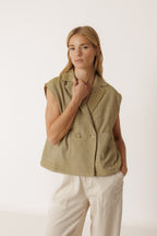 Gilet À Fines Rayures - Kaki